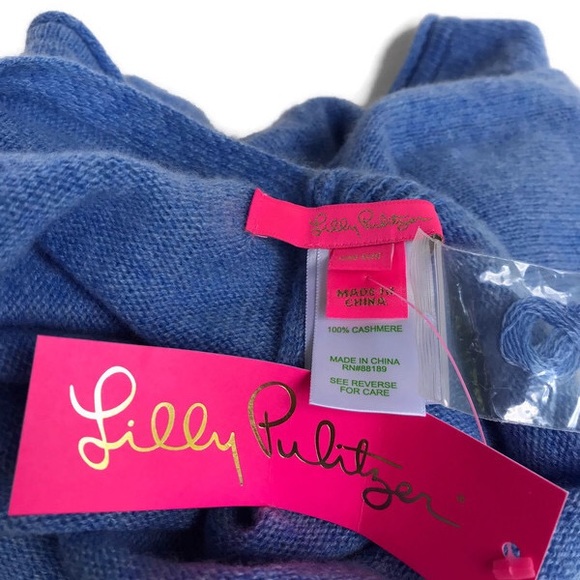 New! Lily Pulitzer Terri 100% Cashmere Blue Wrap - Picture 4 of 7